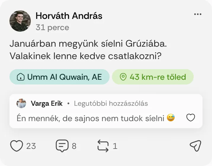 Horváth András posztja: „Januárban megyünk síelni Grúziába.”