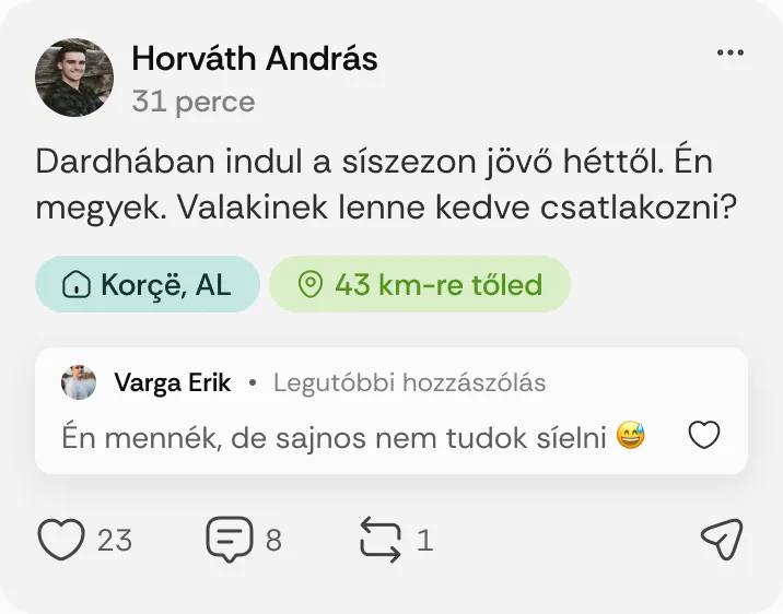 Horváth András posztja: „Dardhában indul a síszezon jövő héttől.”
