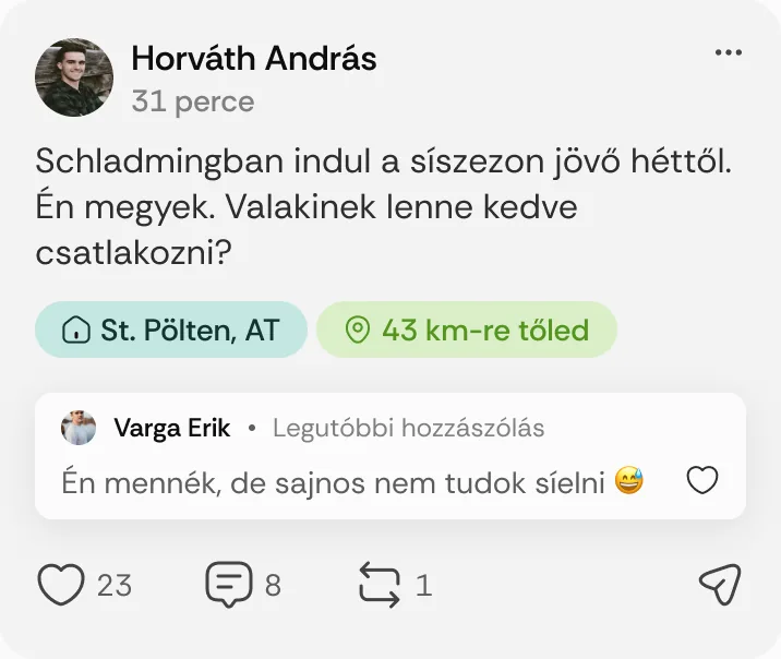 Horváth András posztja: „Schladmingban indul a síszezon jövő héttől.”