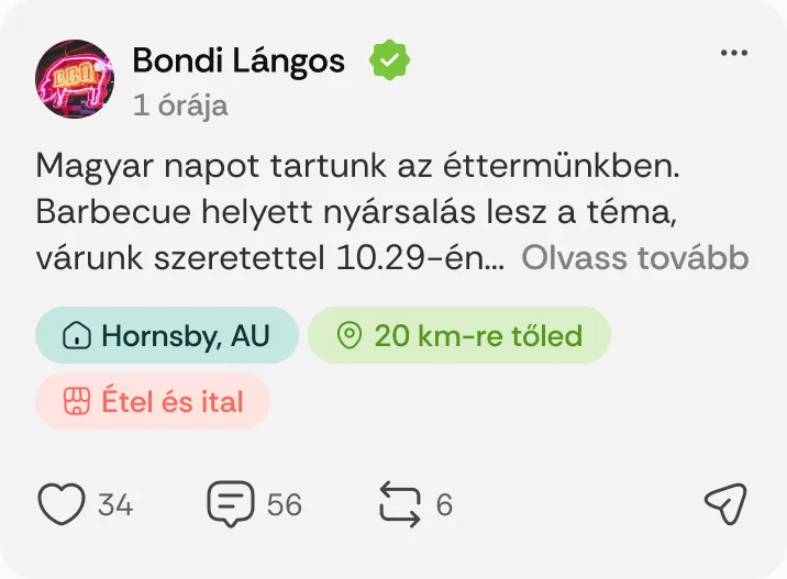 Bondi Lángos posztja: „Magyar napot tartunk az éttermünkben.”