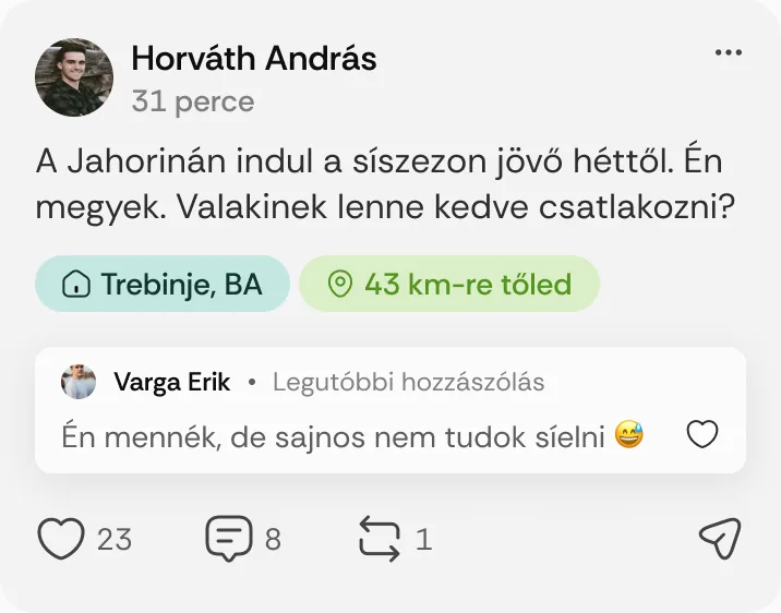 Horváth András posztja: „A Jahorinán indul a síszezon jövő héttől.”