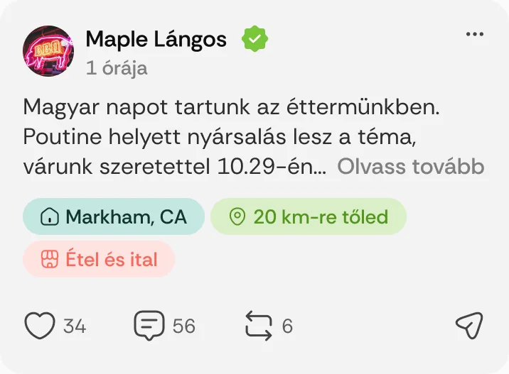 Maple Lángos posztja: „Magyar napot tartunk az éttermünkben.”