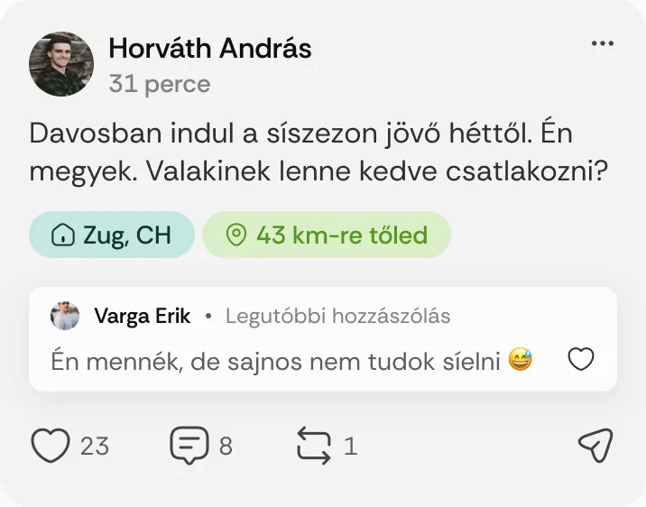Horváth András posztja: „Davosban indul a síszezon jövő héttől.”