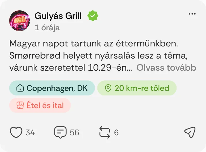 Gulyás Grill posztja: „Magyar napot tartunk az éttermünkben.”