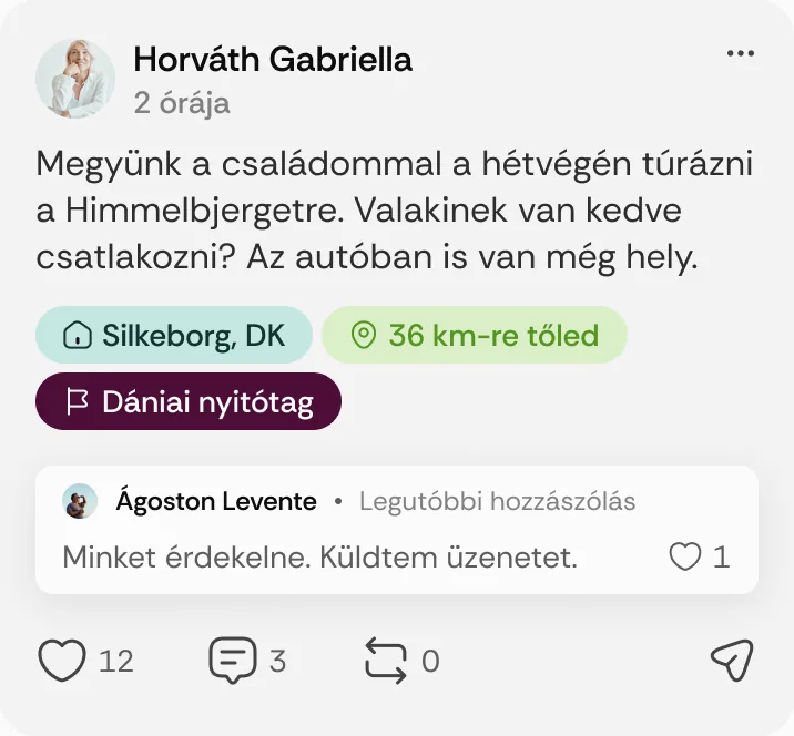 Horváth Gabriella posztja: „Megyünk a családommal a hétvégén túrázni a Himmelbjergetre.”