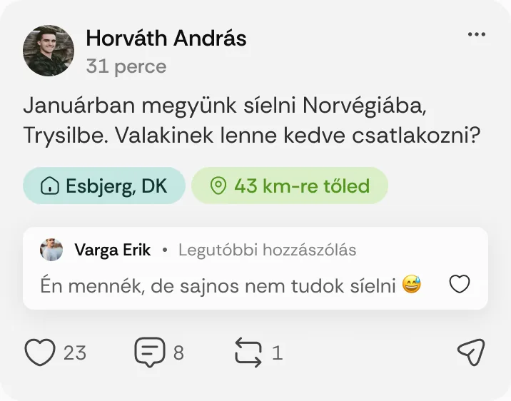 Horváth András posztja: „Januárban megyünk síelni Norvégiába, Trysilbe.”