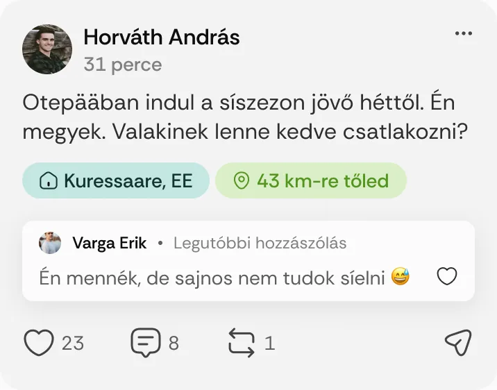 Horváth András posztja: „Otepääban indul a síszezon jövő héttől.”