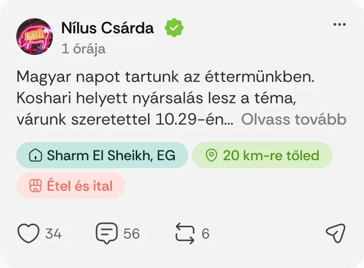 Nílus Csárda posztja: „Magyar napot tartunk az éttermünkben.”