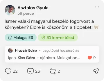 Asztalos Gyula magyar fogorvost keres