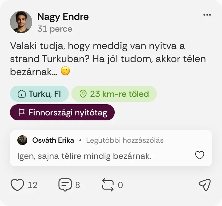 Nagy Endre posztja: „Valaki tudja, hogy meddig van nyitva a strand Turkuban?”