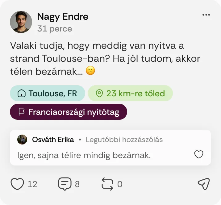 Nagy Endre posztja: „Valaki tudja, hogy meddig van nyitva a strand Toulouse-ban?”