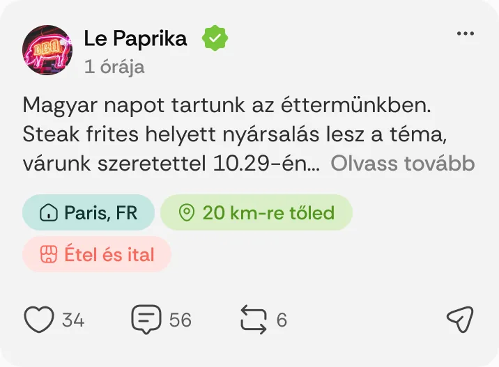 Le Paprika posztja: „Magyar napot tartunk az éttermünkben.”