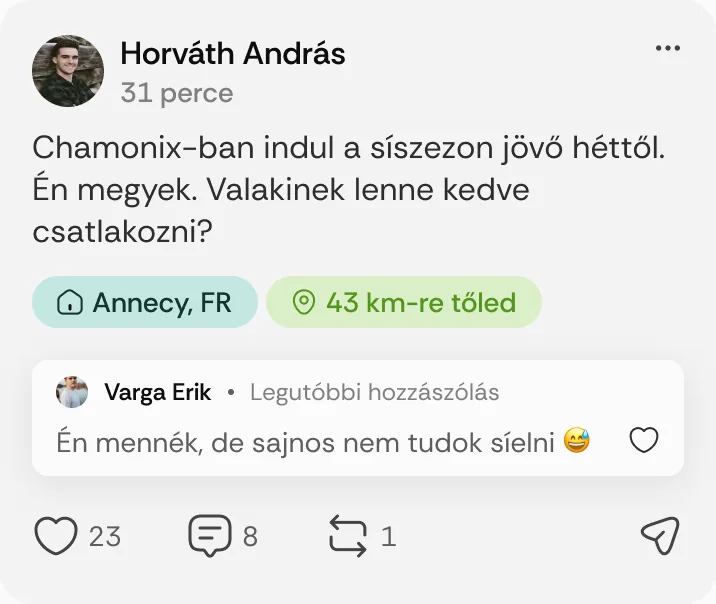 Horváth András posztja: „Chamonix-ban indul a síszezon jövő héttől.”