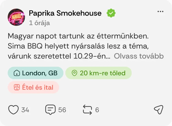 Paprika Smokehouse posztja: „Magyar napot tartunk az éttermünkben.”
