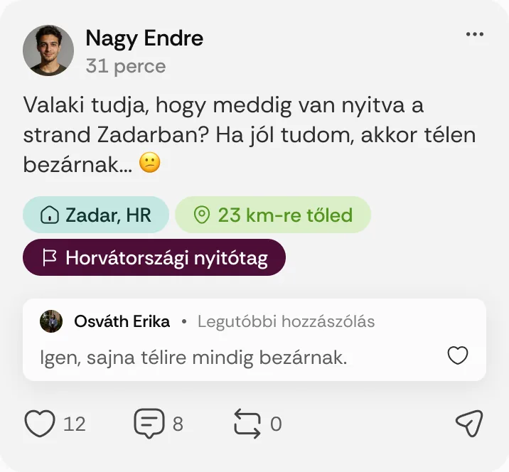 Nagy Endre posztja: „Valaki tudja, hogy meddig van nyitva a strand Zadarban?”