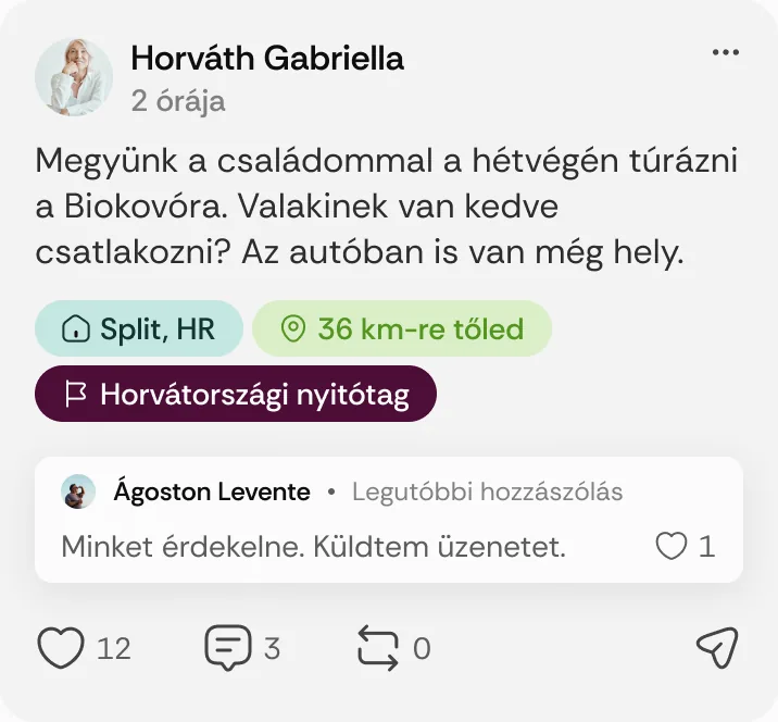 Horváth Gabriella posztja: „Megyünk a családommal a hétvégén túrázni a Biokovóra.”