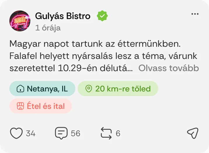 Gulyás Bistro posztja: „Magyar napot tartunk az éttermünkben.”