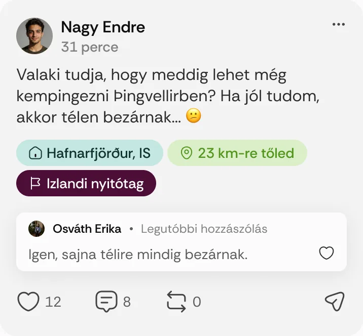 Nagy Endre posztja: „Valaki tudja, hogy meddig lehet még kempingezni Þingvellirben?”