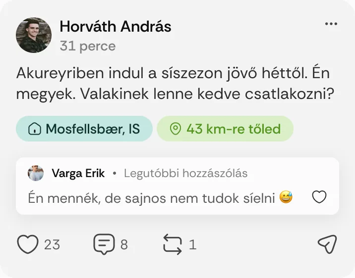 Horváth András posztja: „Akureyriben indul a síszezon jövő héttől.”