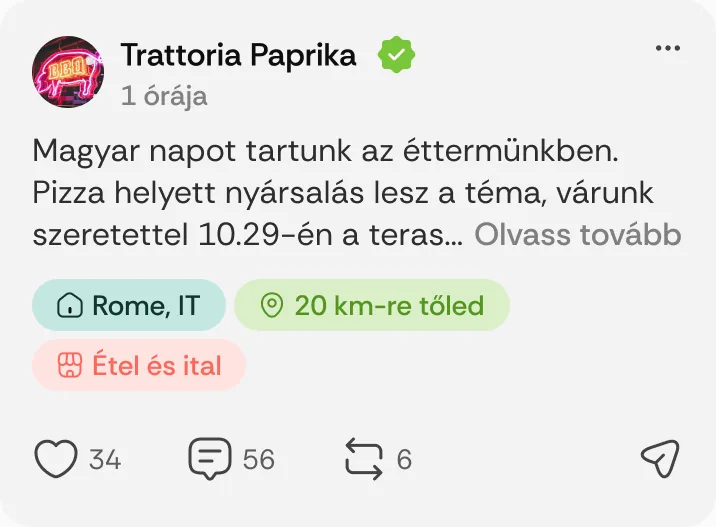 Trattoria Paprika posztja: „Magyar napot tartunk az éttermünkben.”