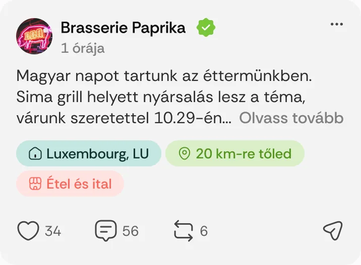 Brasserie Paprika posztja: „Magyar napot tartunk az éttermünkben.”