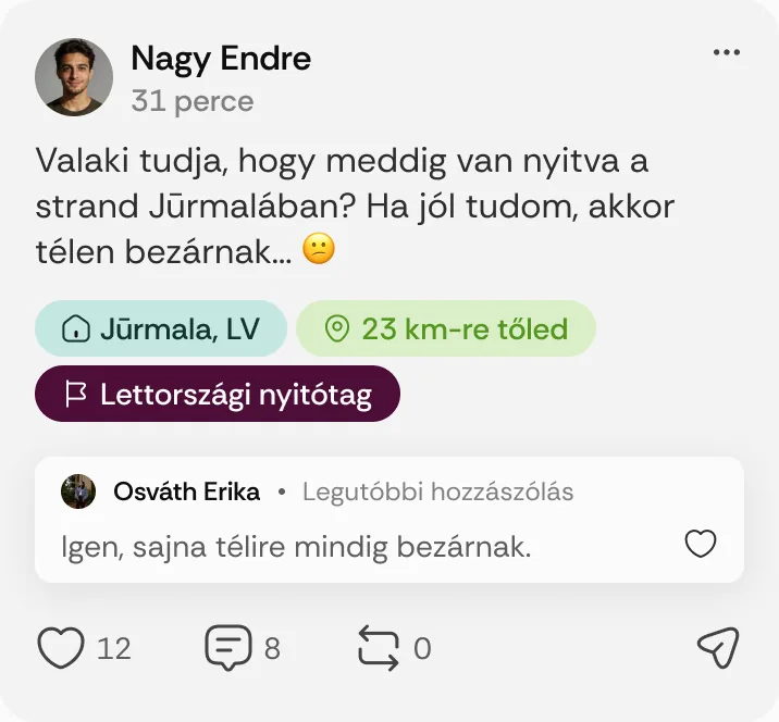 Nagy Endre posztja: „Valaki tudja, hogy meddig van nyitva a strand Jūrmalában?”
