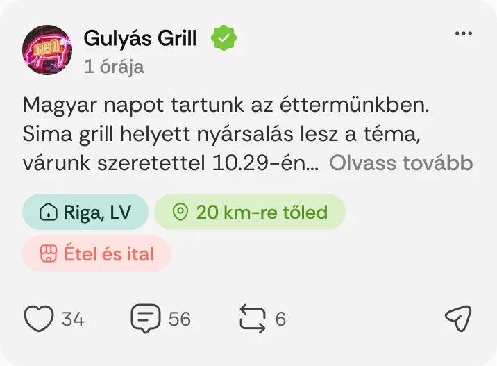 Gulyás Grill posztja: „Magyar napot tartunk az éttermünkben.”