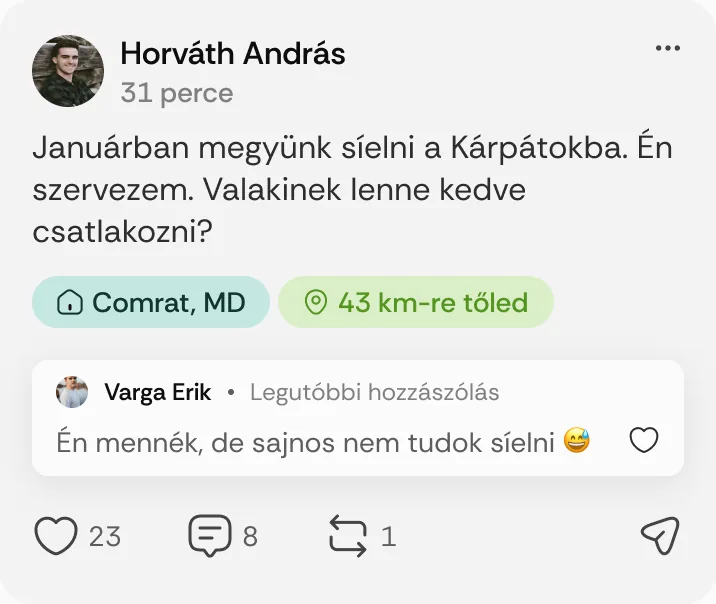 Horváth András posztja: „Januárban megyünk síelni a Kárpátokba.”
