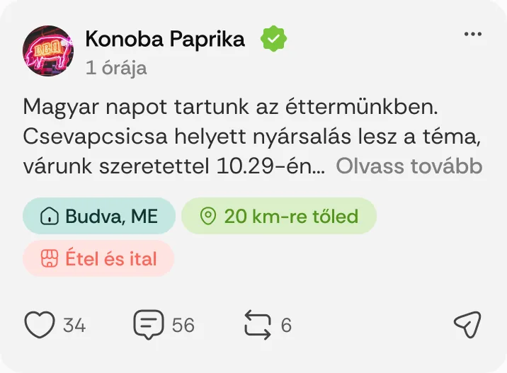 Konoba Paprika posztja: „Magyar napot tartunk az éttermünkben.”