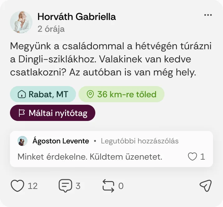 Horváth Gabriella posztja: „Megyünk a családommal a hétvégén túrázni a Dingli-sziklákhoz.”