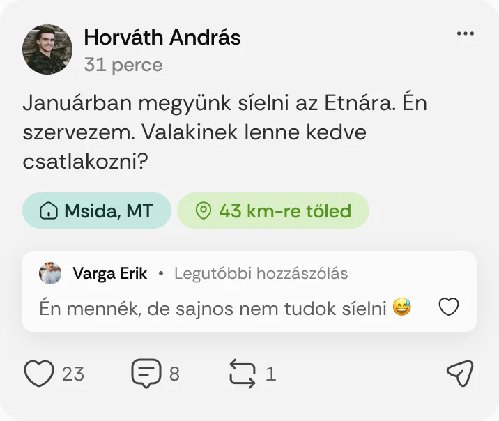 Horváth András posztja: „Januárban megyünk síelni az Etnára.”