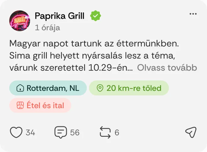 Paprika Grill posztja: „Magyar napot tartunk az éttermünkben.”