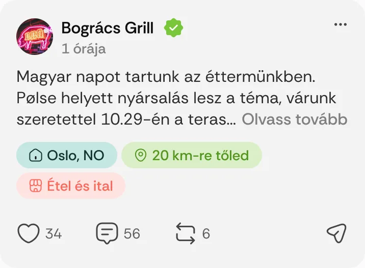 Bogrács Grill posztja: „Magyar napot tartunk az éttermünkben.”