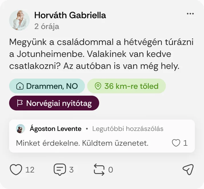 Horváth Gabriella posztja: „Megyünk a családommal a hétvégén túrázni a Jotunheimenbe.”