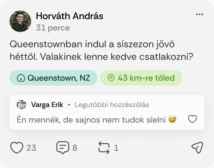 Horváth András posztja: „Queenstownban indul a síszezon jövő héttől.”