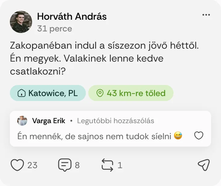 Horváth András posztja: „Zakopanéban indul a síszezon jövő héttől.”