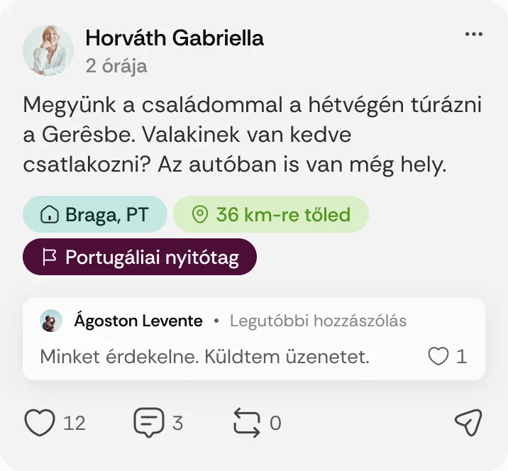 Horváth Gabriella posztja: „Megyünk a családommal a hétvégén túrázni a Gerêsbe.”