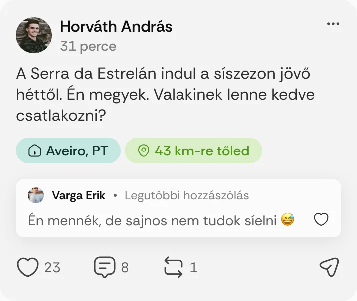 Horváth András posztja: „A Serra da Estrelán indul a síszezon jövő héttől.”
