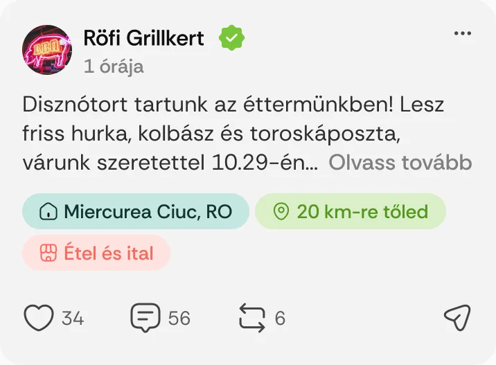 Röfi Grillkert posztja: „Disznótort tartunk az éttermünkben!”