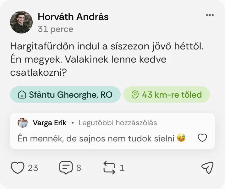Horváth András posztja: „Hargitafürdőn indul a síszezon jövő héttől.”