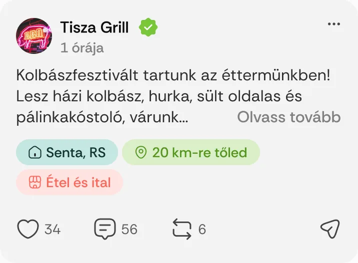 Tisza Grill posztja: „Kolbászfesztivált tartunk az éttermünkben!”
