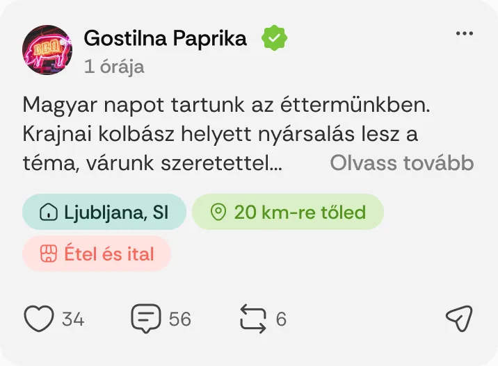 Gostilna Paprika posztja: „Magyar napot tartunk az éttermünkben.”