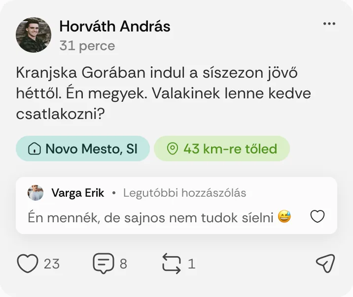 Horváth András posztja: „Kranjska Gorában indul a síszezon jövő héttől.”