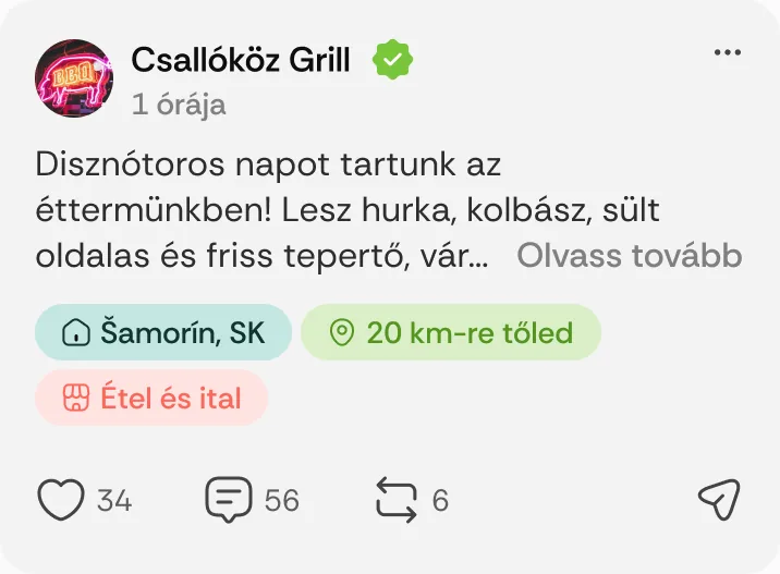 Csallóköz Grill posztja: „Disznótoros napot tartunk az éttermünkben!”